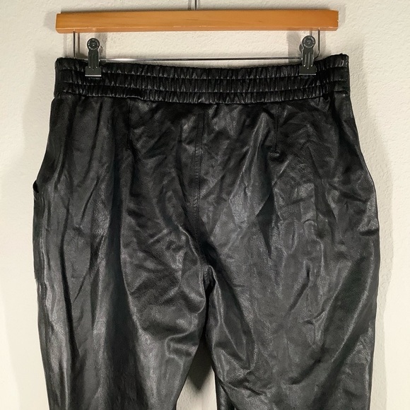 SPANX Faux Leather Jogger Pants XL Black Pockets Pull-On Streetwear Minimalist - Picture 8 of 10